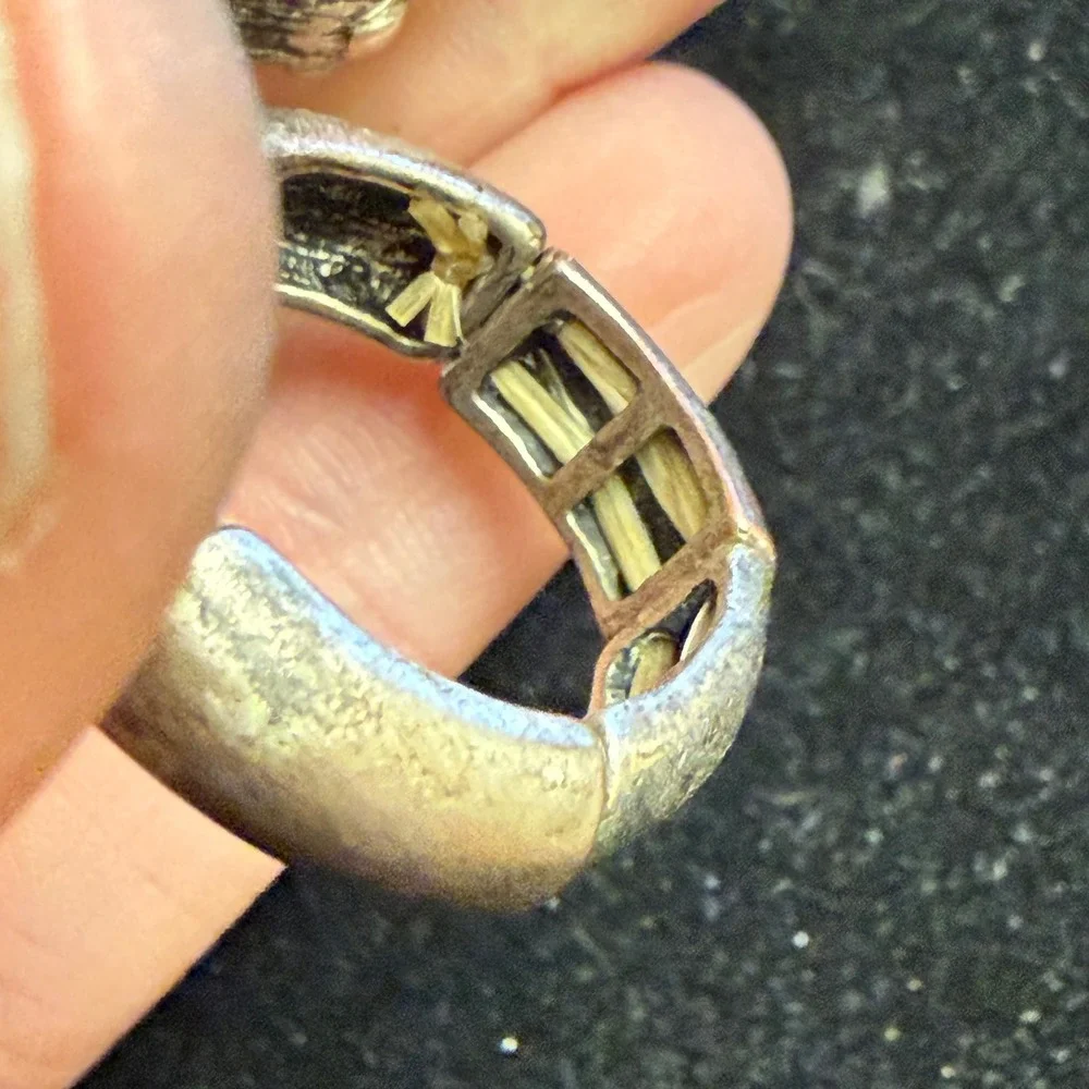 Multicolor Rhinestone Cluster Stretch‎ Cocktail Ring Antiqued Silver Tone Domed